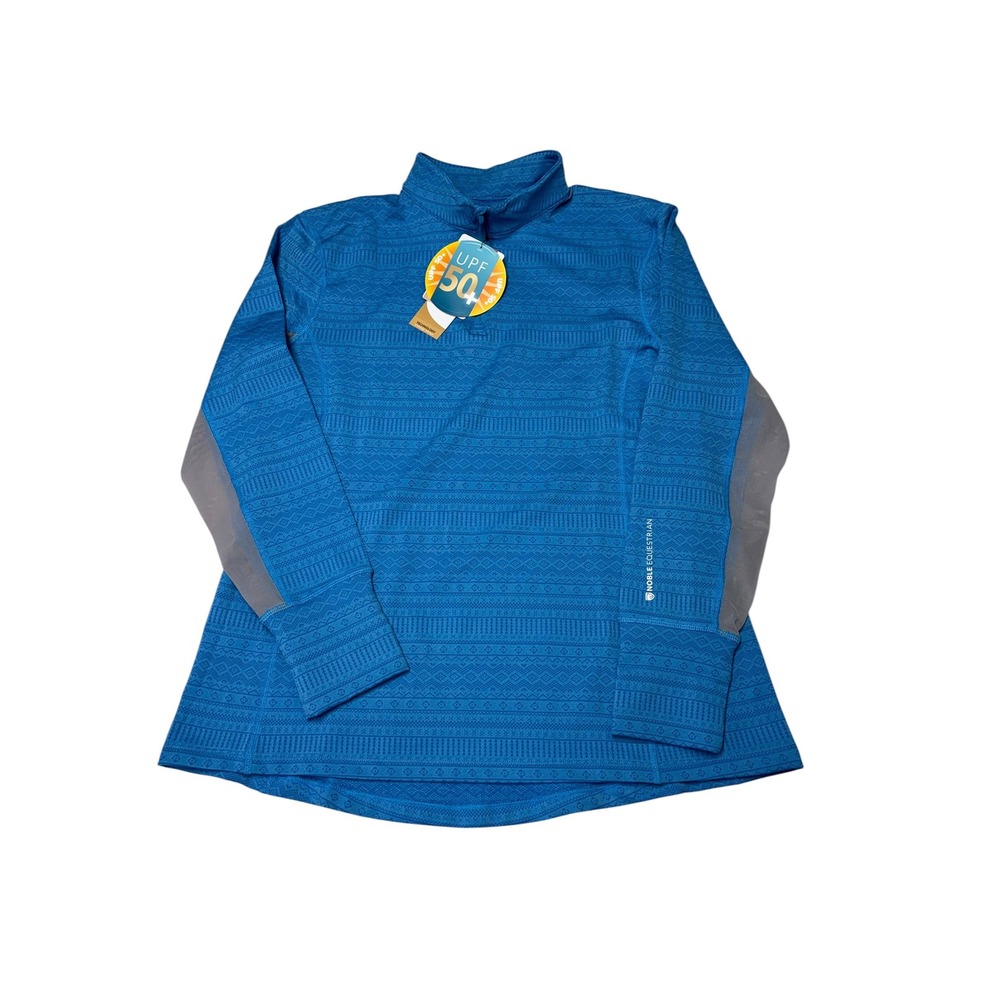 NWT Noble Equestrian Amber Performance‎ 1/4 Zip Sun Shirt Blue XL UPF 50+